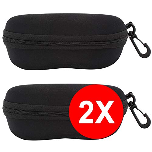 TBOC® Pack: Brillenetui Hartschale für Gürtel – (Zwei Einheiten) Lesebrille Sonnenbrille Sportbrille Groß Modern Leicht Design mit Haken zum Umhängen mit reißverschluss Auto Tasche Damen Herren Kinder