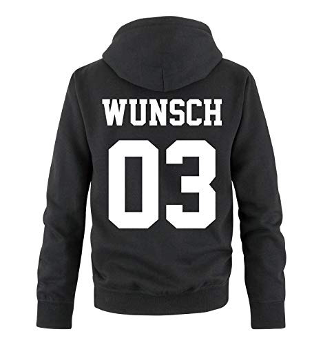 Comedy Shirts – Wunsch – Herren Hoodie – Schwarz/Weiss – Gr. S