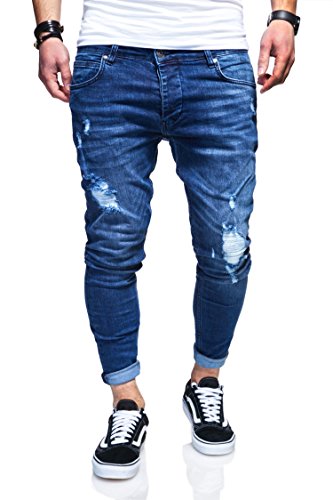 behype. Herren Destroyed Jeans-Hose 80-3496 (31/32, Blau)