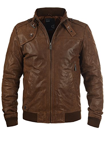 !Solid Dash Herren Lederjacke Bikerjacke Echtleder Mit Stehkragen, Größe:L, Farbe:Cognac (5048)