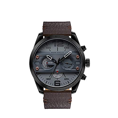 Herrenuhr Quarz Chronograph Wasserdichte Uhr Business Casual Sport Design Lederarmbanduhr Schwarz