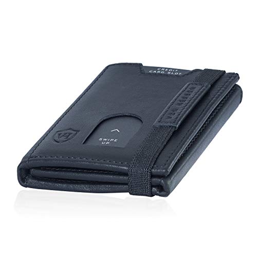 VON HEESEN Mini Kartenetui Mit Münzfach 5-10 Karten – RFID-Schutz – Made in Europe Leder Geldbörse für Damen Herren – Geldbeutel Männer klein – Portemonnaie Portmonaise Portmonee Slim Wallet (Schwarz)