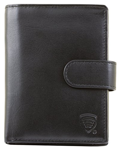 Schwarze Ledergeldbörse aus echtem Leder im Hochformat mit RFID Schutz (KUK-99BL)