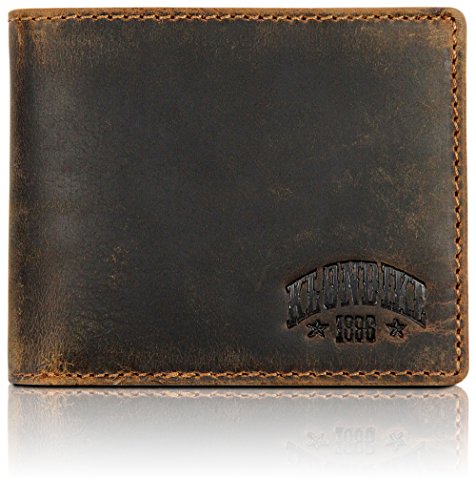 Klondike 1896 'Caleb' Geldbörse Herren Leder Portmonee – Herren Portemonnaie im Querformat – Portmonaise Männer Herrengeldbörse Mens Wallet, Braun
