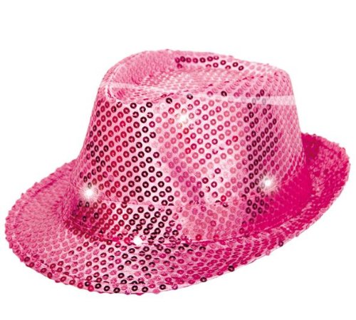 Folat 24073 Tribly Party Hut mit Pailletten und LED Beleuchtung, Unisex-Erwachsene, Magenta, Einheitsgröße