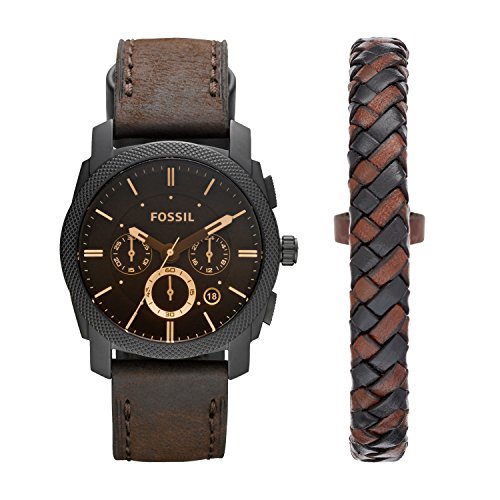Fossil Herren Chronograph Quarz Uhr mit Leder Armband FS5251SET