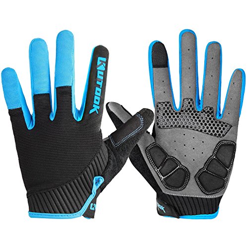 Kutook Herren Fahrradhandschuhe Mit Gel Vollfinger MTB Handschuhe für das Radfahren(Blau,L)