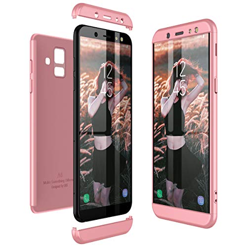 CE-Link Samsung Galaxy A6 2018 Hülle Hardcase 3 in 1 Handyhülle 360 Grad Grad Full Body Case Cover Schutzhülle Bumper – Rose Gold