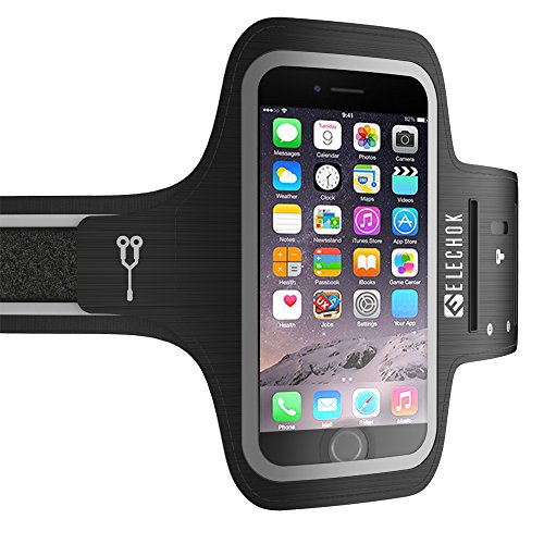 Elechok SO-AB00 Schweißfest Sport Armband Fitness Universell Handyhülle für iPhone,Galaxy bis 5.1 Zoll, Schwarz