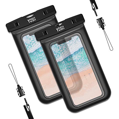 YOSH wasserdichte Handyhülle Tasche(2 Stück) Schnorcheln Tauchen Schwimmen Kanu Wanderung Unterwasser für iPhone X/8/7/6/6s Plus Samsung S9/S8/S7/S6/S5/A5 Huawei Xiaomi (schwarz)