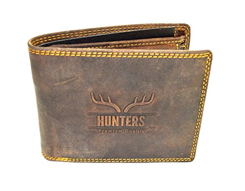 Hunters Leder Geldbeutel Wild Büffel Leder-Geldbörse Natural Hunter Leder Herren Portemonnaie Herren Geldbeutel