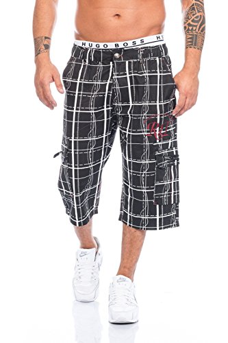 Raff&Taff Herren Bermuda in schönen Karo Farben .Schwarz,Weiß und in Antrhrazit bis XXXL (XL, Schwarz)