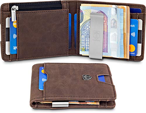 TRAVANDO Geldbeutel Männer mit Geldklammer Turin Geldbörse Herren Kartenetui Slim Portemonnaie Wallet Portmonaise klein Geldtasche Portmonee RFID Kreditkartenetui Brieftasche Mini Etui EC Geschenk