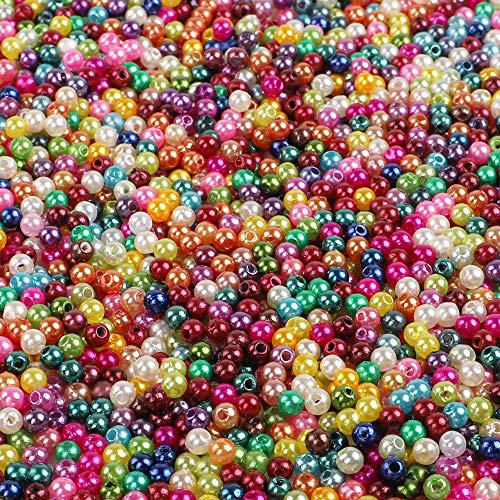 Outuxed 1500 Stück 4mm Bunte künstliche Perlen geeignet für Schmuckherstellung und Heimwerken Halskette Armband von den Kindern