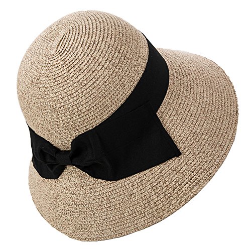 SIGGI beigemix Sonnenhut Strandhut Sun Shade Hut Sonnenschutz mit breite Krempe für Damen