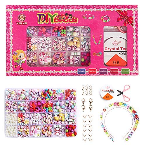 JWTOYZ DIY Perlen Set, DIY Armband Perlen Set mit Buchstaben, Perlen für Armbänder Kinder Schmuck Buchstaben, Kinder DIY Armband Perlenschmuck, Geburtstagsgeschenk für Mädchen