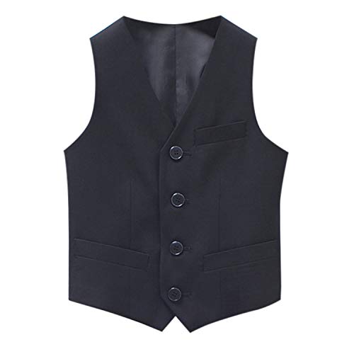 De feuilles Jungen Weste Ärmellos Anzug Weste Hochzeit Geburtstag Gentleman Weste mit Verstellbarem Gurt Festlich Smoking Blazer Uni 100-170