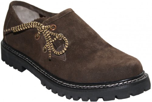 German Wear Trachten Haferlschuhe Trachtenschuhe Original-Handmachart Lederschuhe Wildleder, Schuhgröße:44, Farbe:Dunkelbraun