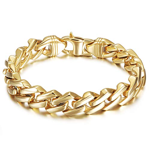 WISTIC Armband Herren Edelstahl in 18k Gold/Silber/Schwarz Armkette für Männer Jungen Kettenarmband 21cm inkl. Schmuckschachtel Tolles Geschenk