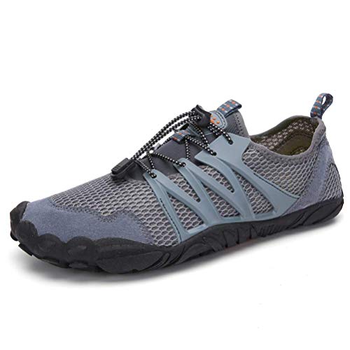 Dannto Unisex Wasserschuhe Badeschuhe Aquaschuhe Wasserdicht Schnell Trocknend Slip on Breathable Strandschuhe Schwimmschuhe Herren Neoprenschuhe Barfuß Schuhe für Damen Jungen Mädchen(Grau-H, 43
