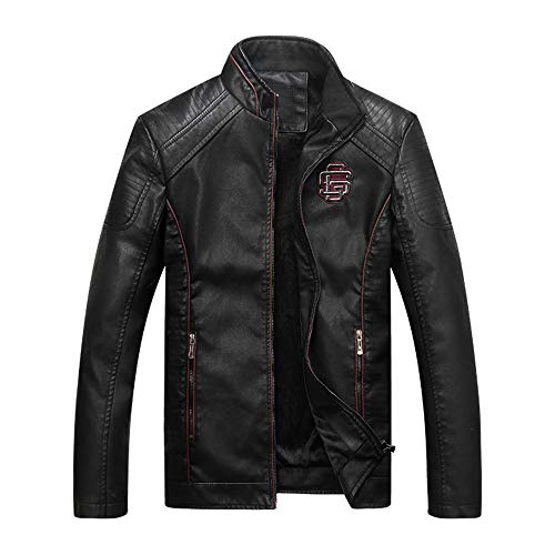 Geili Herren Übergangsjacke Leder Jacke Bikerjacke Winterjacke Frühlingsjacke mit Stehkragen Modern Männer Freizeit Business Reißverschluss Jacken Warm Gefüttert Wintermantel Coat