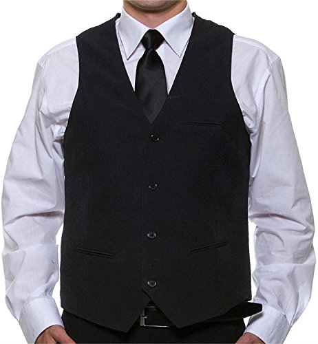 normani Unisex Weste Anzugweste Basic in Schwarz mit echten Taschen – für Hochzeit, Silvester oder Kellner Größe 3XL