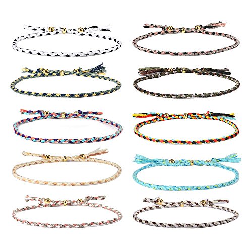 CheersLife 10 Freundschaft Armbänder für Frauen Mädchen Handgefertigt Geflochten Wickelarmband Multicolor Woven Dünn Saiten