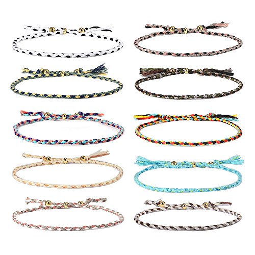 CheersLife 10 Freundschaft Armbänder für Frauen Mädchen Handgefertigt Geflochten Wickelarmband Multicolor Woven Dünn Saiten