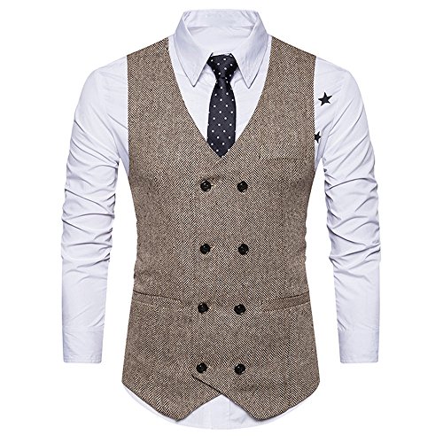 Clearance Sale [S-2XL] ODRDღ Hoodie Männer Mantel Sweatshirt Herren Sweater Männer Formale Tweed Check Zweireiher Weste Retro Slim Anzugjacke Tops Pullover Outwear Cardigan Strickjacke Langarmshirts