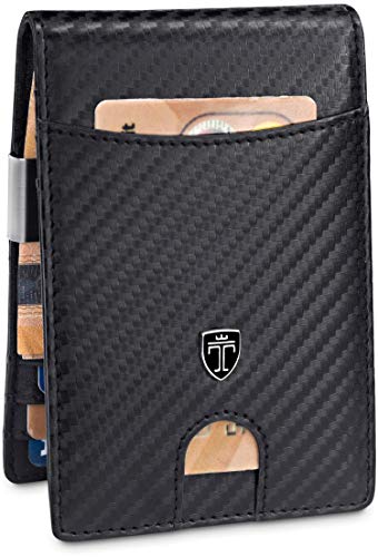 TRAVANDO Geldbeutel Männer mit Geldklammer Tulum Kartenportmonai Herren Geldbörse Slim Portemonnaie Wallet Portmonaise Geldtasche klein Portmonee RFID Kreditkartenetui Brieftasche Kartenetui Carbon