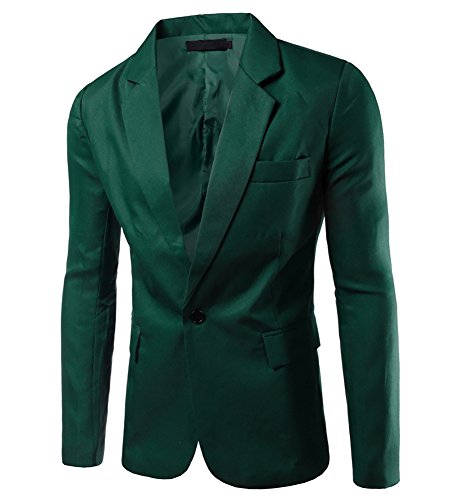 Herren Casual Beiläufiger ein Knopf Stilvoller Anzug Jacken Mantel Blazer ab Geschäft Anzugjacken Grün XS