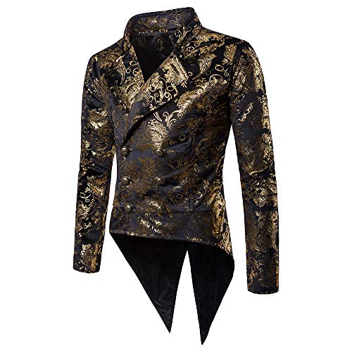 Battnot Herren Smoking Blazer Slim Fit Gold Muster Anzug, Männer Mantel für Hochzeit und Party Business Casual Jacke Knopf Suit Regular Fit Charm Mens Fashion Modern Top Coat Outwear Bluse S-2XL