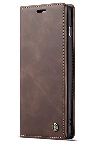 Handyhülle Case Compatible with Samsung Galaxy S10, Kusnt Leder Flip Case Handytasche mit Kredit Karten Hülle Geldklammer Unsichtbar Magnet und Stand Funktion Schutzhülle,Koffee