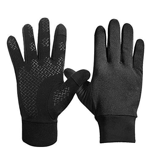 DEKINMAX Winter Handschuhe,Fahrradhandschuhe Touchscreen Handschuhe Winddicht Warme Handschuhe zum Radfahren Laufen Fitness Camping Wandern Reiten Bergsteigen Sport im Freien Damen Herren(Schwarz, L)