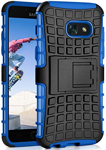 MoEx Samsung Galaxy A5 (2017) Hülle Silikon Hard-Case Blau [OneFlow Outdoor Back-Cover] Extrem Stoßfest Schutzhülle Grip Handyhülle für Samsung Galaxy A5 2017 Case Rückseite Tasche