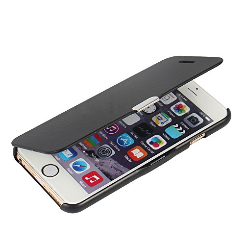 MTRONX für iPhone 6 Hülle, iPhone 6s Hülle, Magnetisch Dünn Leder Folio Flip Klapphülle Etui Schutzhülle Tasche Case Cover für Apple iPhone 6 iPhone 6s – Schwarz(MG-BK)