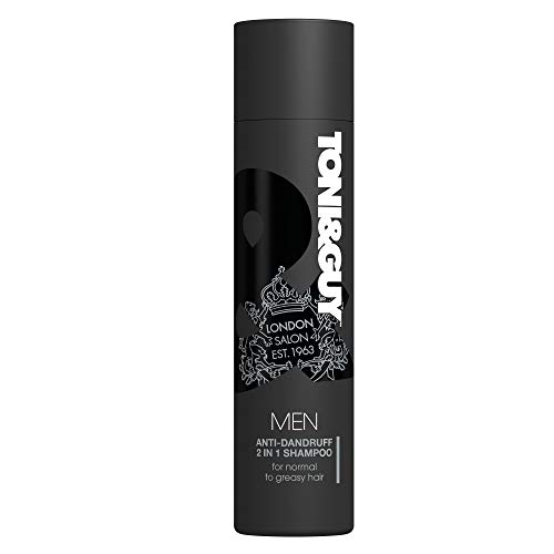 Toni&Guy Men 2 in 1 Anti-Schuppen-Shampoo I Friseur-Shampoo für normales bis fettiges Haar I Pflege-Shampoo Herren I Haarshampoo gegen Schuppen für Männer I Reinigt & beruhigt juckende Kopfhaut 250 ml