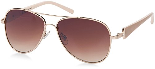styleBREAKER elegante Damen Pilotenbrille getönt, Sonnenbrille mit lackierten Bügeln und Strassstein 09020053, Farbe:Gestell Gold-Braun/Glas Braun verlaufend