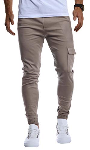 Novlewign Herren Cargo Jogginghose - Baumwolle Stretch Wanderhose Mit Taschen