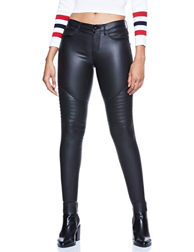ONLY Damen Onlnew ROYAL REG SK. Biker Coated NOOS Hose, Schwarz (Black), S/L32 (Herstellergröße: S)