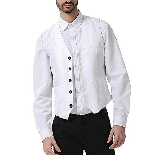 Luckycat Herren Western Weste Herren Anzug Weste Slim Fit Gilet Business Anzugweste für Herren Weste V-Ausschnitt Ärmellose mit 5 Knöpfen Gilet Business Casual Klassisch Basic Männer Anzugweste