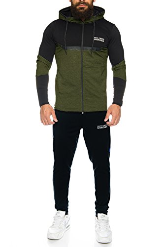 Rock Creek Herren Trainingsanzug Jogginganzug Sweatjacke Hose Fitnessanzug M14 [Dunkelgrün M]