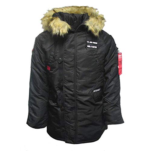 Alpha Industries Herren N3B Airborne Mantel, Schwarz (Black 03), Large