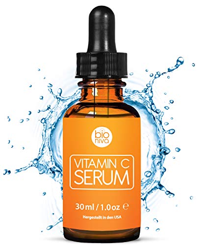 Das beste Vitamin C Serum für Ihr Gesicht mit 20% Vitamin C + Hyaluronsäure + Vitamin E + Jojobaöl. Natürliche AntiAging + Anti Falten + Bio Kollagen Booster Gesichtsserum mit organischen Inhaltsstoffen. Ideal für den Einsatz mit einer Derma Roller. (30 ml)