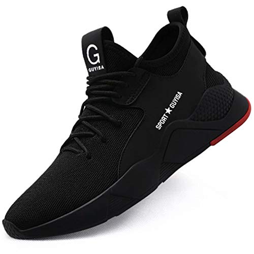 TQGOLD® Sicherheitsschuhe Herren Damen S3 Arbeitsschuhe Leicht Sportlich Sneaker Schutzschuhe mit Stahlkappe Schwarz Größe 41