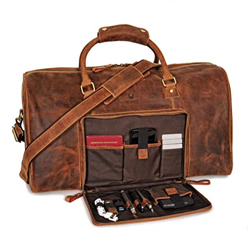 Donbolso Weekender Neapel Braun – XL Reisetasche aus Leder für Damen und Herren – Echtleder Handgepäck mit Schultergurt