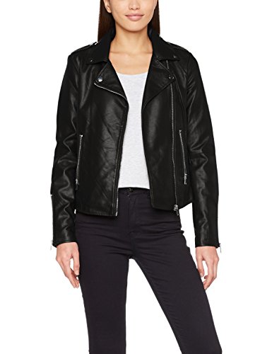 Vila Clothes Damen Vicara Faux Leather Jacket Jacke, Schwarz (Black Black), 42 (Herstellergröße: XL)