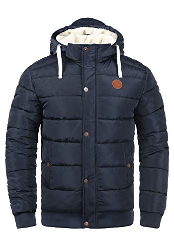 Blend Frederico Herren Winter Jacke Steppjacke Winterjacke gefüttert mit Kapuze und Teddy-Futter, Größe:L, Farbe:Navy (70230)