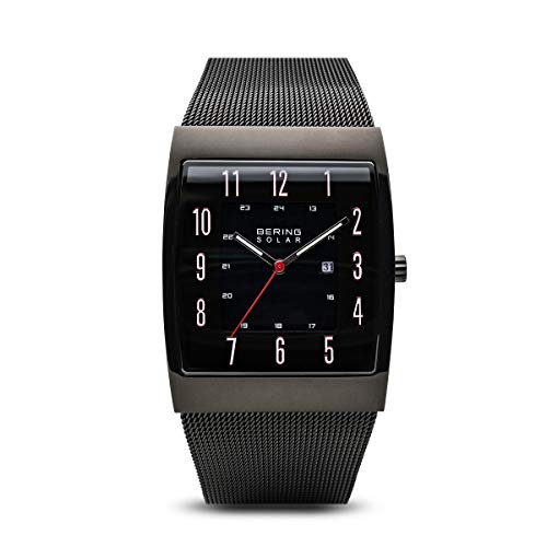 BERING Herren Analog Solar Uhr mit Edelstahl Armband 16433-122