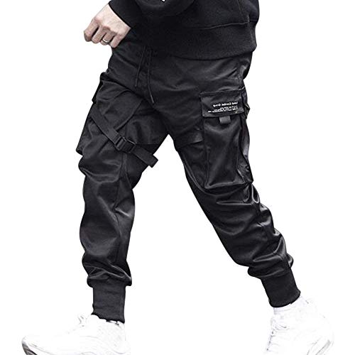 Fxhan Men Casual Harem Joggers Sweatpant Hip Hop Trousers Multi Pocket Cargo Pants
